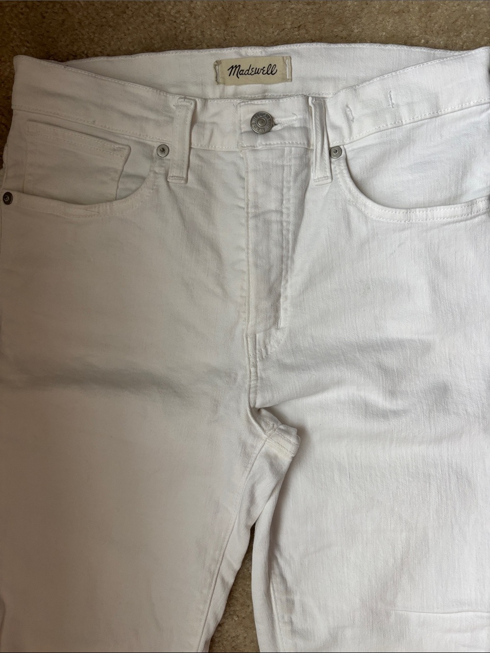 Madewell White Distressed Skinny Jeans - Picture 2 of 8